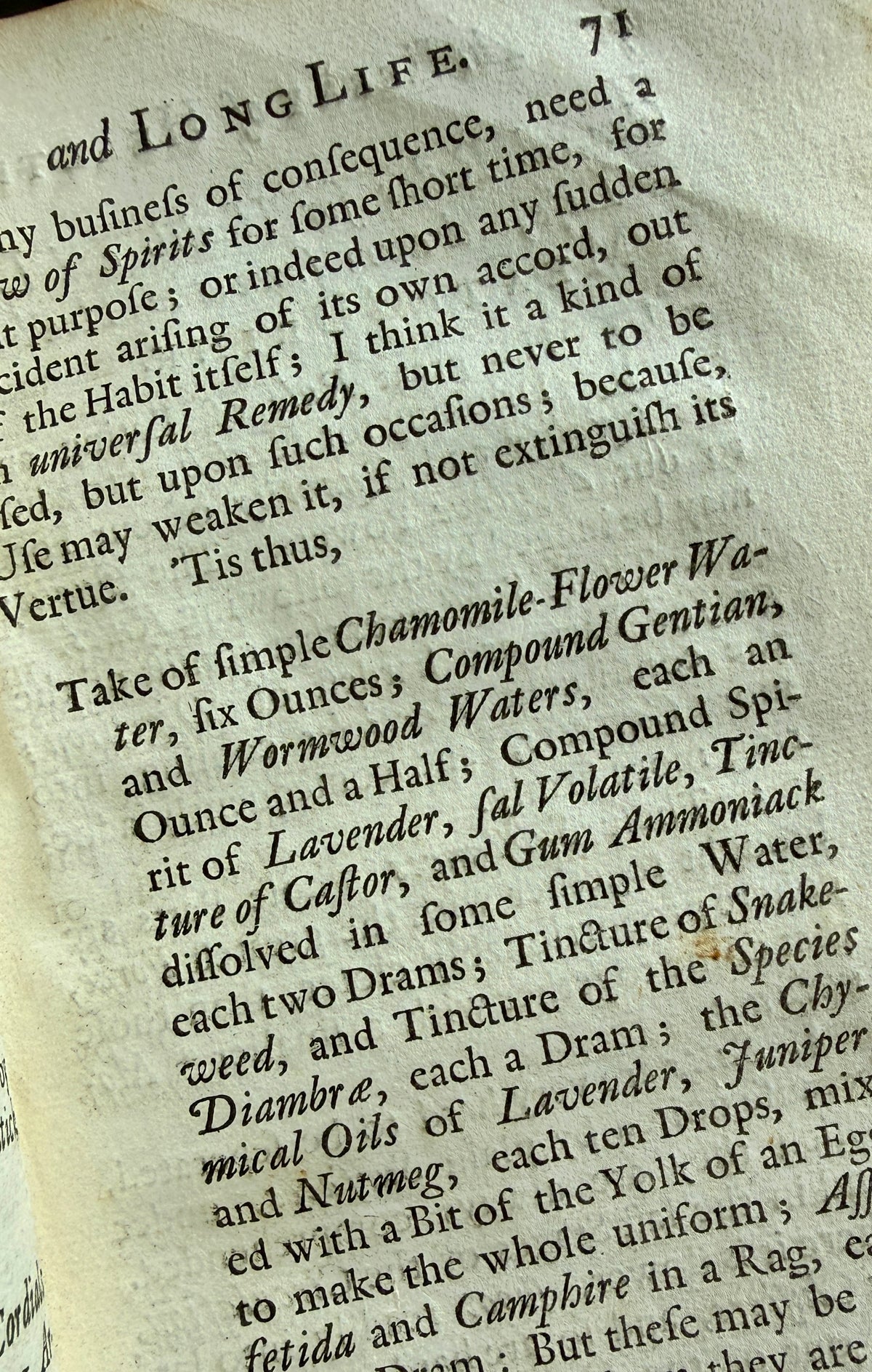 CHEYNE, George. An Essay of Health and Long Life. Sixth edition. London, 1725.