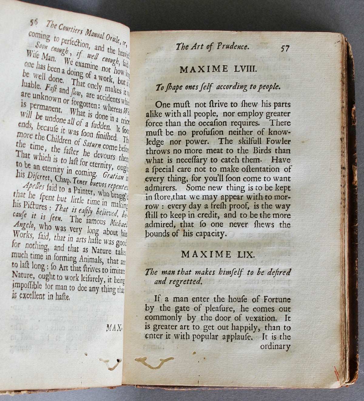 The Courtiers Manual Oracle, or, The Art of Prudence — First English Edition, 1685