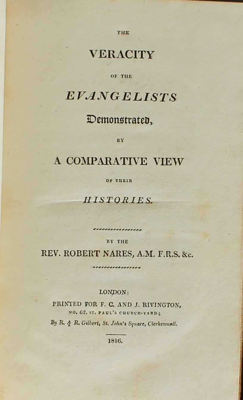 Nares — The Veracity of the Evangelists Demonstrated — First Edition, 1816