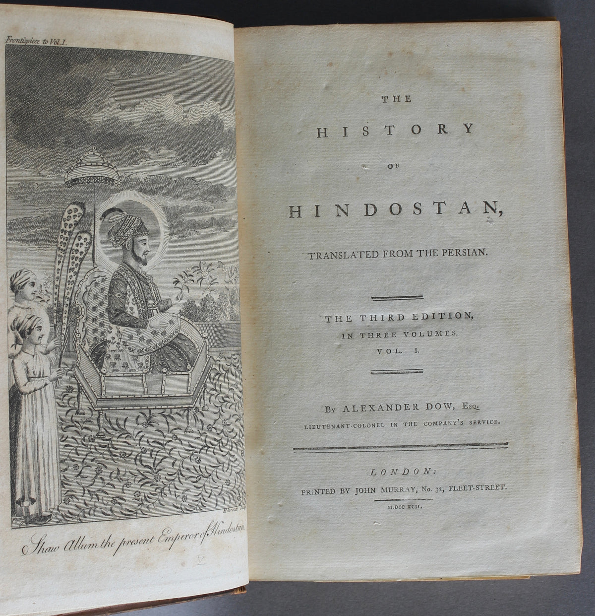 Alexander Dow – The History of Hindostan, 1792 – Ebenezer Stott of Virginia Copy