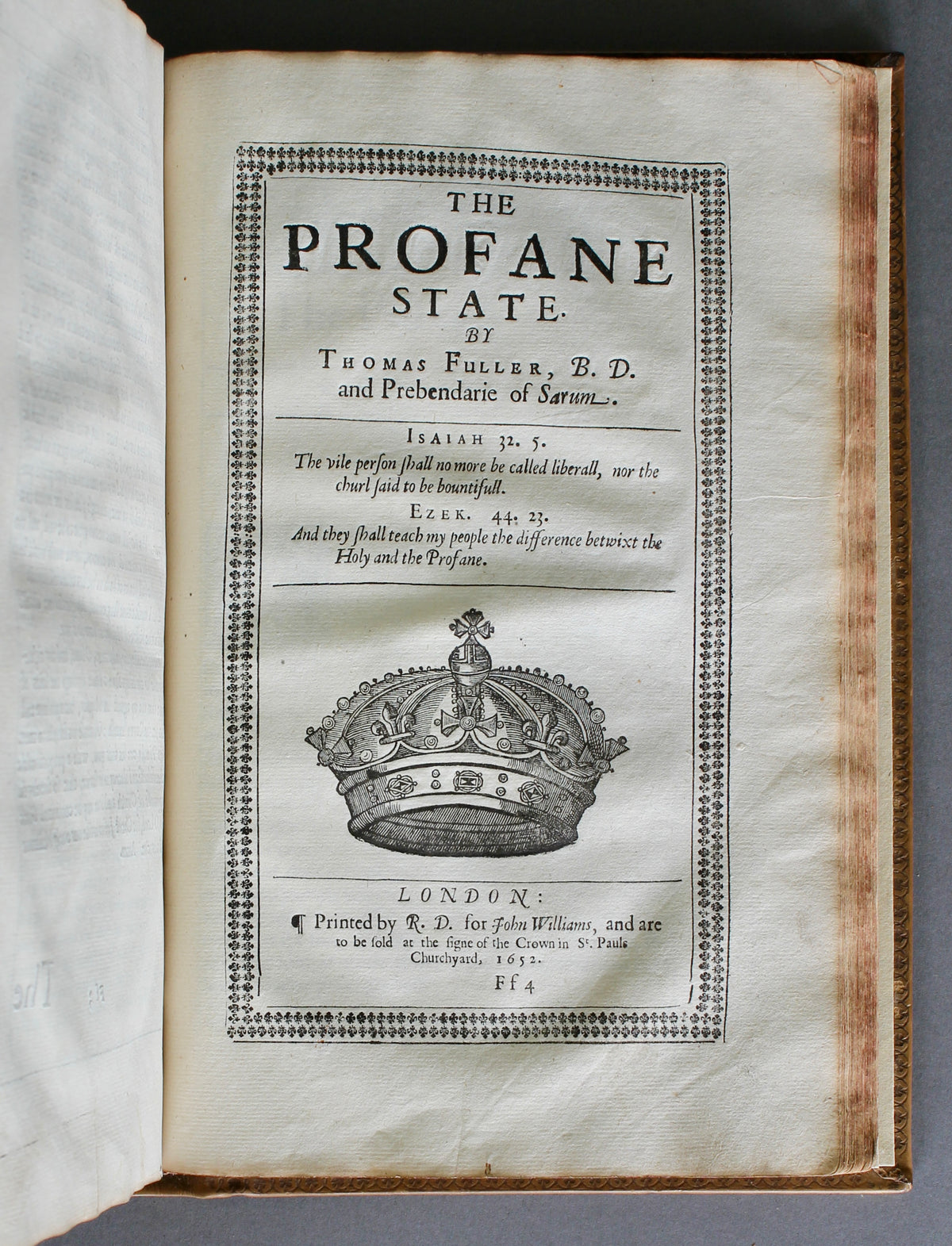 Fuller – The Holy State. The Third Edition, 1652 – With The Profane State – 20 Engraved Portraits