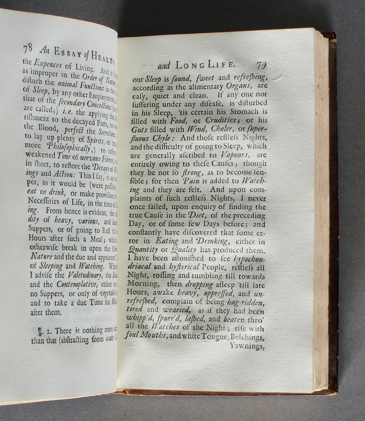 CHEYNE, George. An Essay of Health and Long Life. Sixth edition. London, 1725.