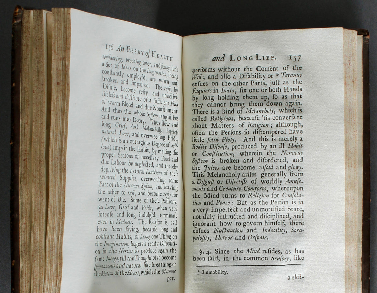 CHEYNE, George. An Essay of Health and Long Life. Sixth edition. London, 1725.