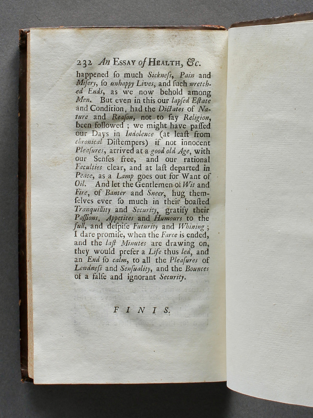 CHEYNE, George. An Essay of Health and Long Life. Sixth edition. London, 1725.