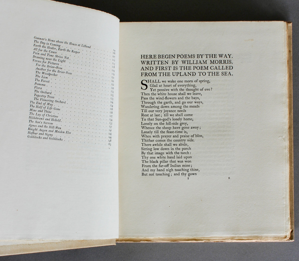 MORRIS, William — Poems by the Way — 1891 — First Reeves and Turner Edition — Large Paper Issue, No. 93 of 100