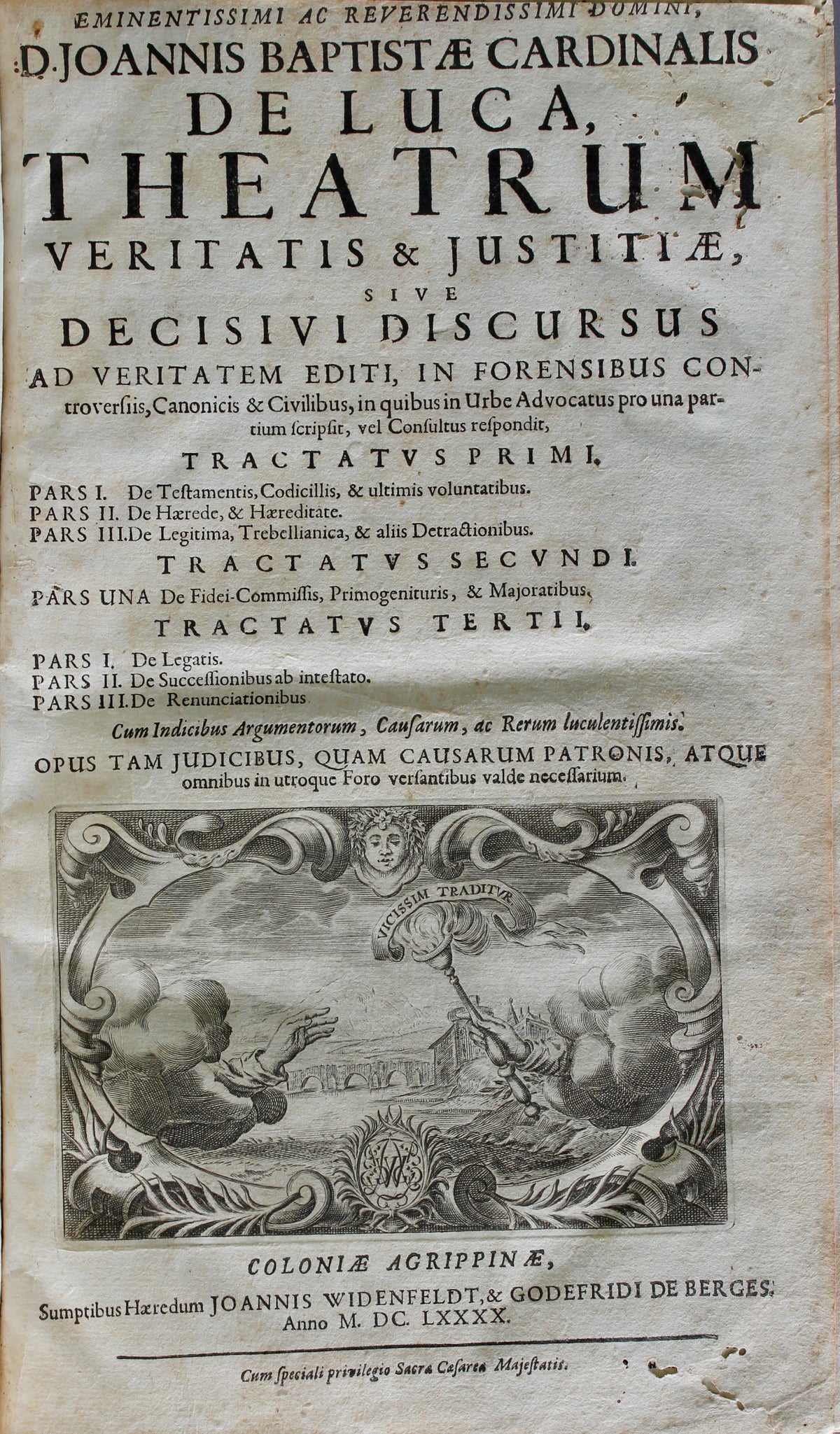 De Luca — Theatrum Veritatis & Justitiae, Tomus II — Cologne 1690 — 1786 Sierck Prize Copy