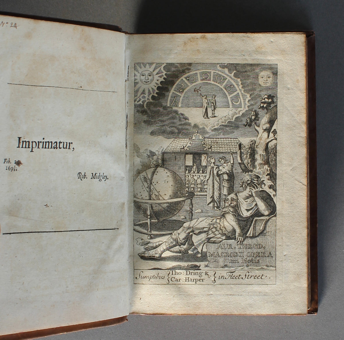 Macrobius — Opera — First Edition Printed in England, 1694 — Macrobian World Map