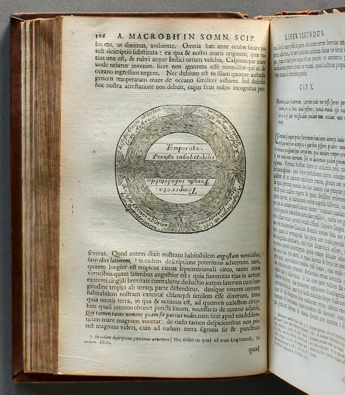Macrobius — Opera — First Edition Printed in England, 1694 — Macrobian World Map