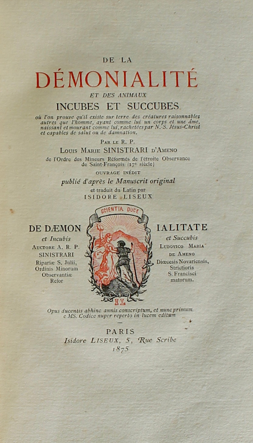 Sinistrari — De la Démonialité — 1875 First Edition, No. 144/598 — Alfred Clériceau Copy in Japoniste Binding