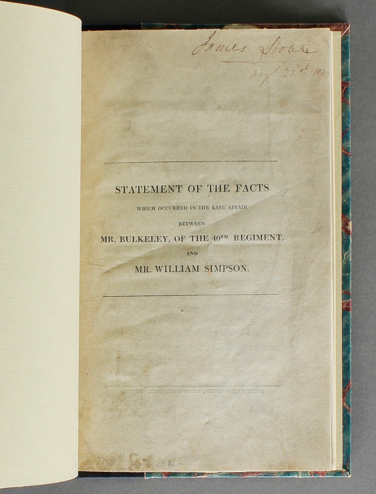 Simpson & Bulkeley — An Abortive Norwich Duel — Two Rare Pamphlets, 1826 — James Stowe & R. C. Fiske Provenance
