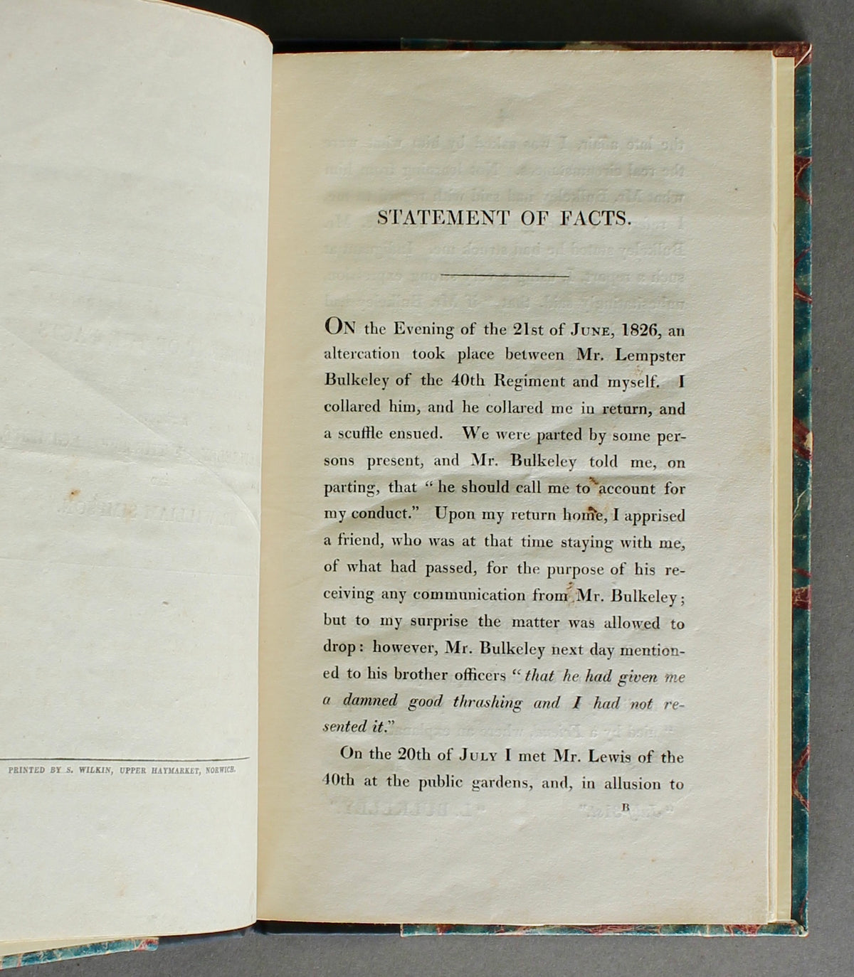Simpson & Bulkeley — An Abortive Norwich Duel — Two Rare Pamphlets, 1826 — James Stowe & R. C. Fiske Provenance