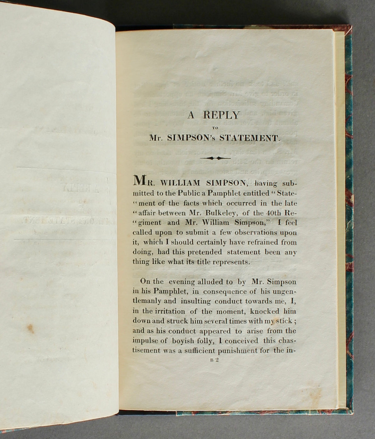 Simpson & Bulkeley — An Abortive Norwich Duel — Two Rare Pamphlets, 1826 — James Stowe & R. C. Fiske Provenance