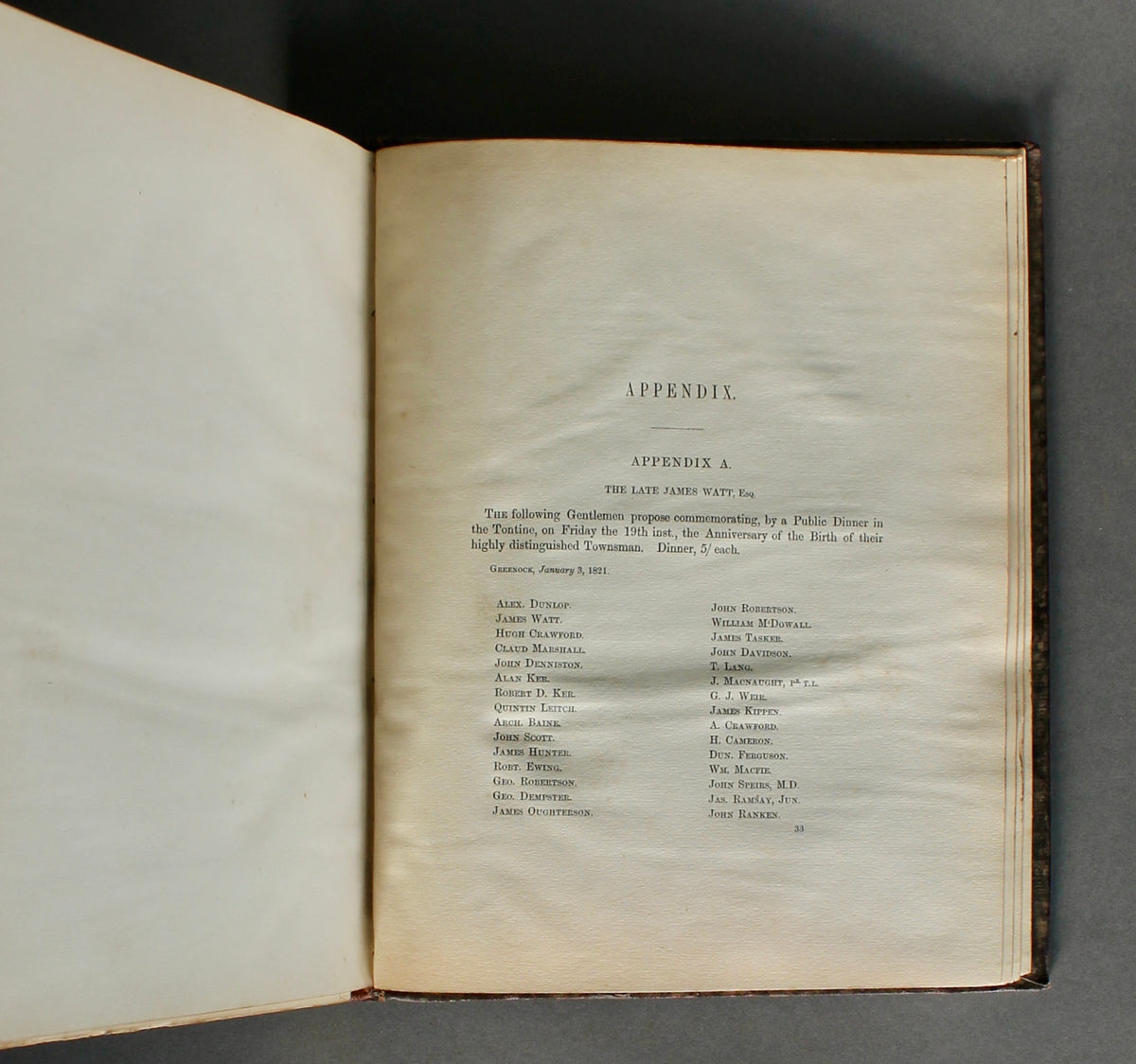 Williamson — Memorials of James Watt — 1856 First Edition — Alexander McKenzie Ross Association Copy — Campbell Bryson Montreal Binding