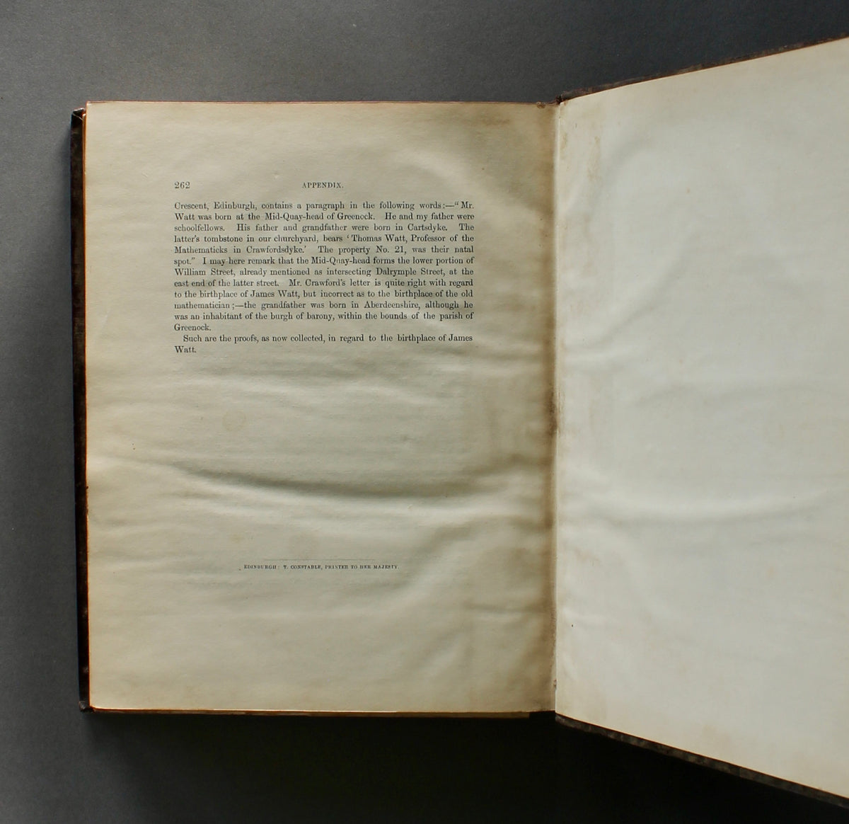 Williamson — Memorials of James Watt — 1856 First Edition — Alexander McKenzie Ross Association Copy — Campbell Bryson Montreal Binding