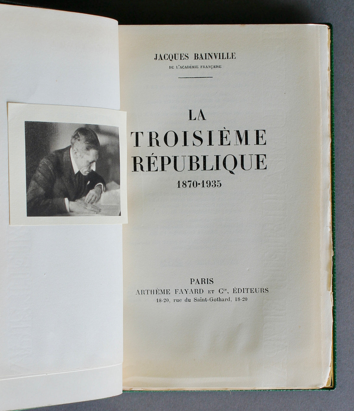 Jacques Bainville – La Troisième République 1870–1935 – 1935 First Edition, Presentation Copy to André Maurois, Fine Morocco