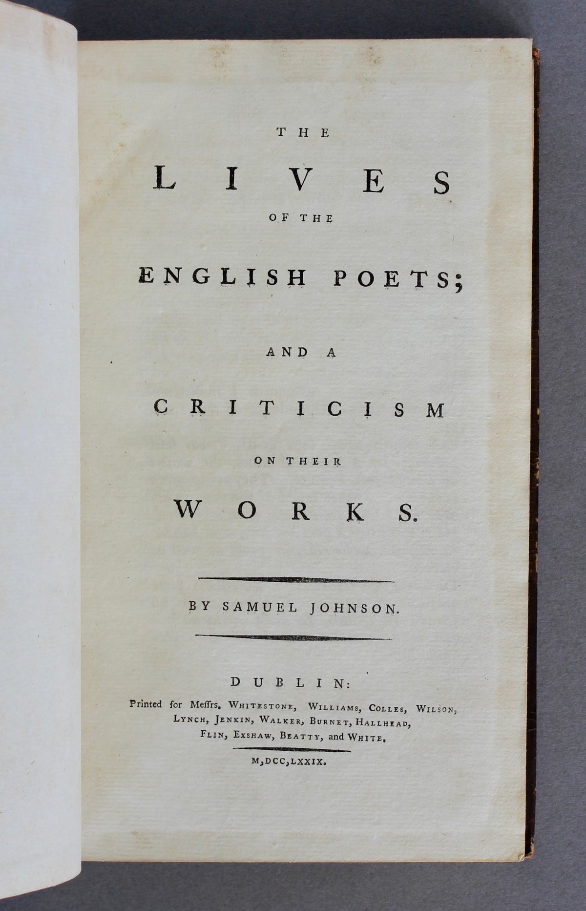 Samuel Johnson – The Lives of the English Poets – First Dublin Edition, 1779–81 – Lord Sheffield Copy