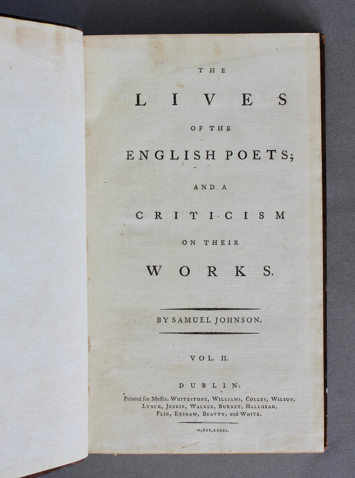 Samuel Johnson – The Lives of the English Poets – First Dublin Edition, 1779–81 – Lord Sheffield Copy