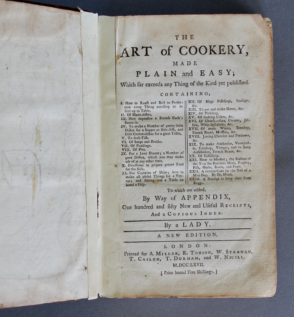 Hannah Glasse – The Art of Cookery, Made Plain and Easy – 1767 – G. Walton Copy