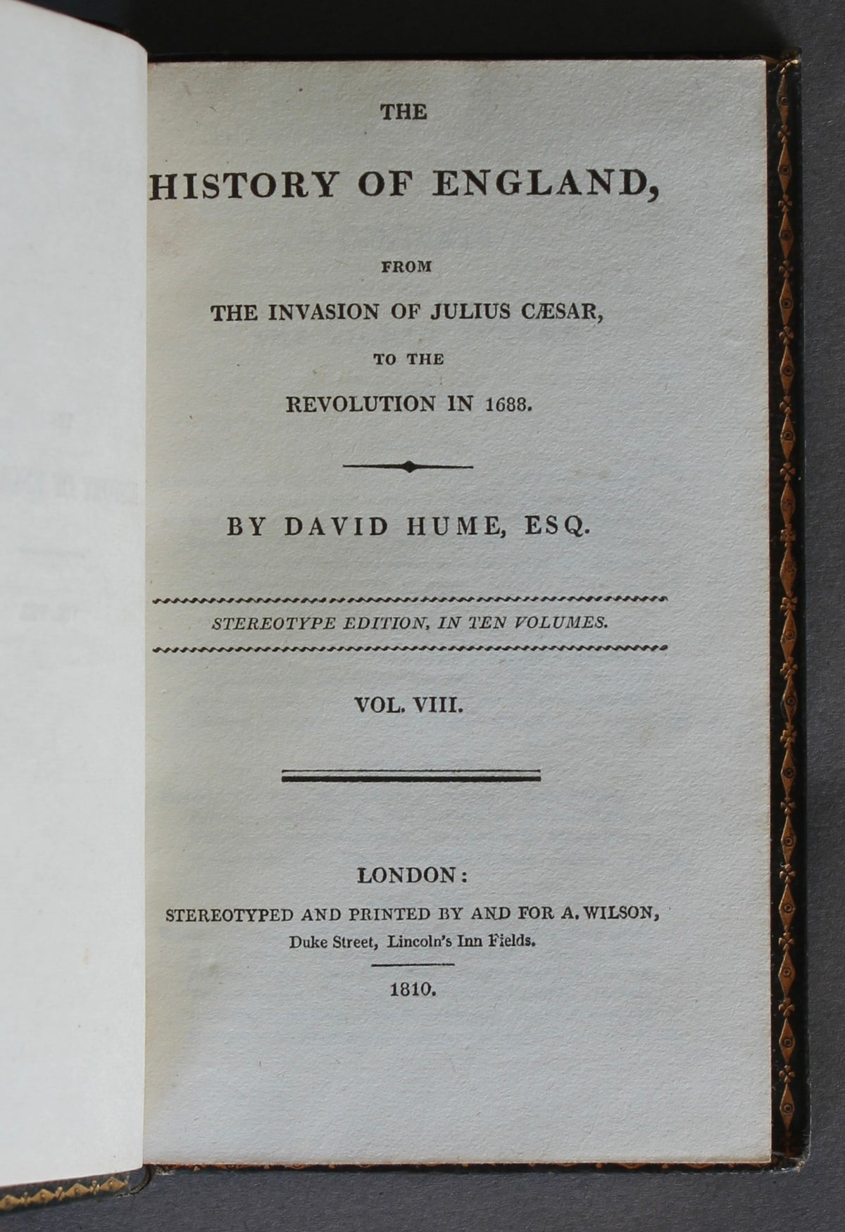 Hume & Smollett – The History of England – 16 Volumes – 1810–12 – Captain John Kent, 95th Rifles Provenance